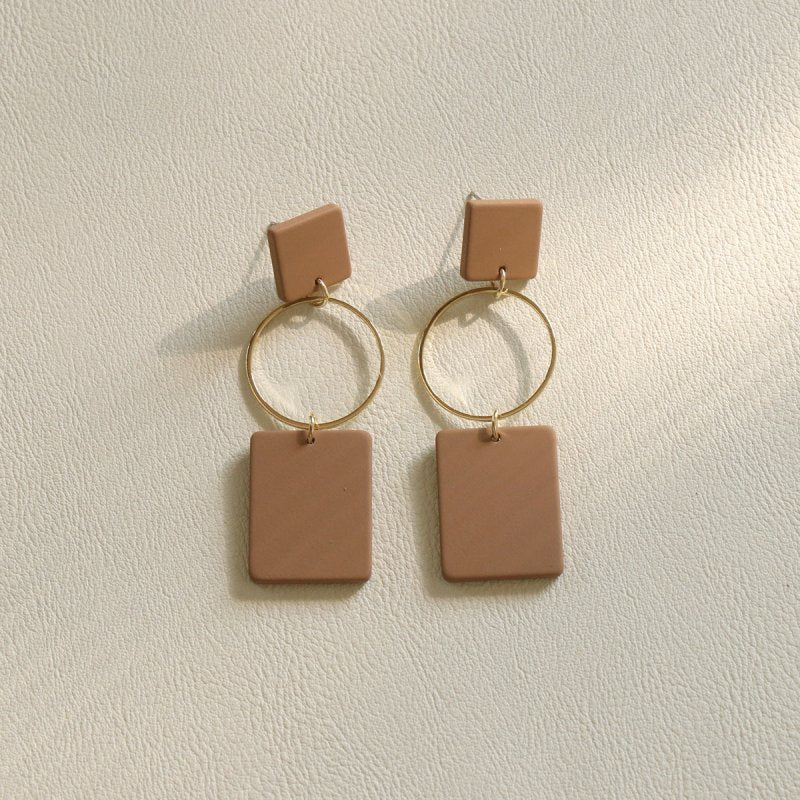 Simple Girl Exaggerated Long Three-dimensional Clay Acrylic Earrings-Jewearrings