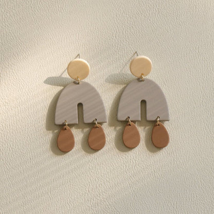 Simple Girl Exaggerated Long Three-dimensional Clay Acrylic Earrings-Jewearrings