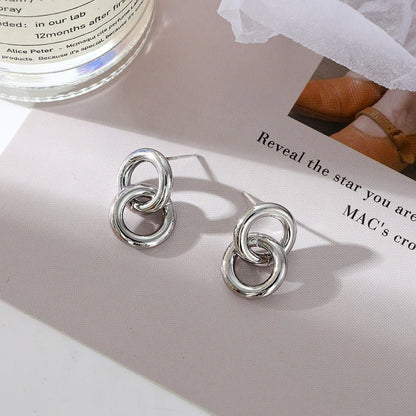 Simple Golden Paper Clip Exaggerated Big Earrings-Jewearrings