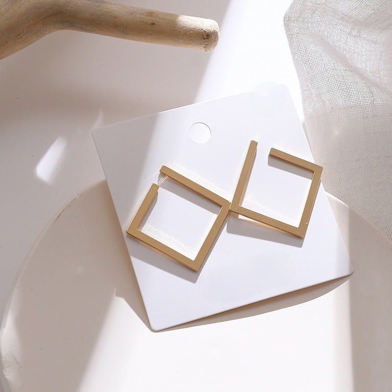 Simple Golden Paper Clip Exaggerated Big Earrings-Jewearrings