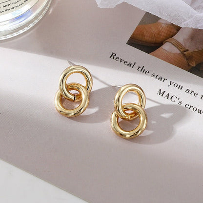 Simple Golden Paper Clip Exaggerated Big Earrings-Jewearrings