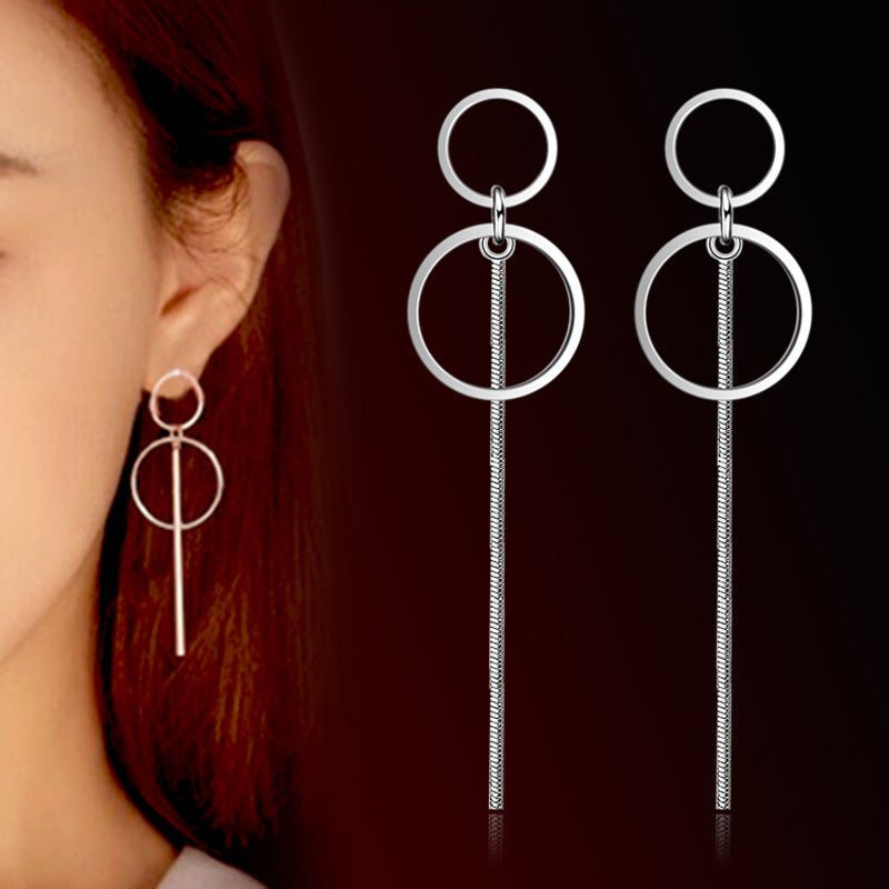 Simple pearl tassel earrings sterling silver earrings long earrings ear-Jewearrings