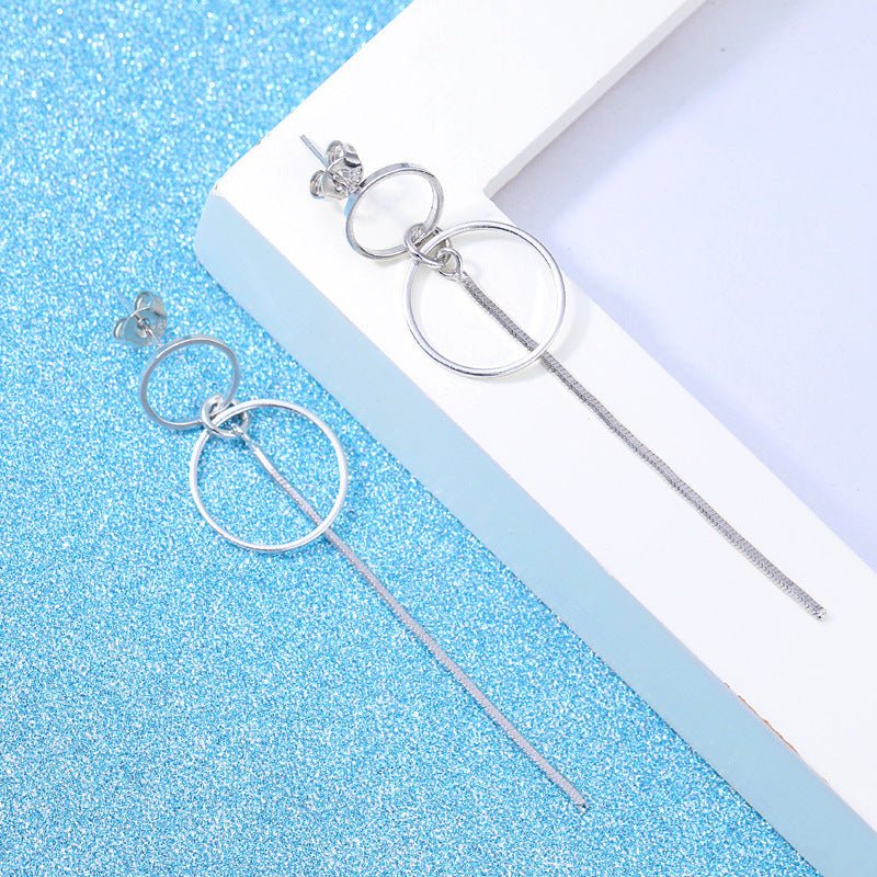 Simple pearl tassel earrings sterling silver earrings long earrings ear-Jewearrings