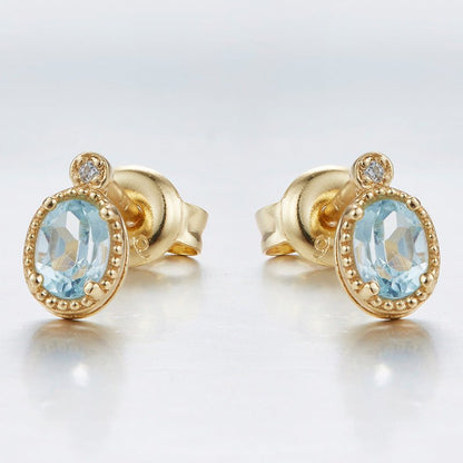 Simple Retro Sky Blue Topa Earrings-Jewearrings