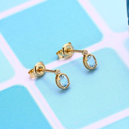 Simple Retro Sky Blue Topa Earrings-Jewearrings