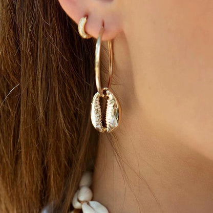 Simple Shell Earrings Geometric Circle Earrings-Jewearrings