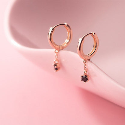 Simple Single Diamond Sweet Wind Short Earrings-Jewearrings