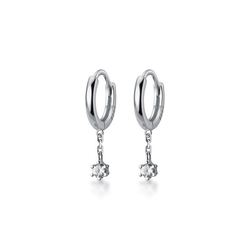 Simple Single Diamond Sweet Wind Short Earrings-Jewearrings