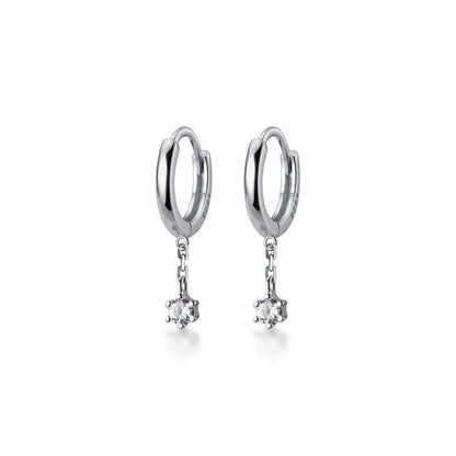 Simple Single Diamond Sweet Wind Short Earrings-Jewearrings