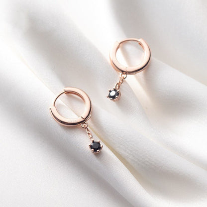 Simple Single Diamond Sweet Wind Short Earrings-Jewearrings