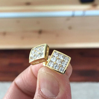 Simple Square Full Diamond Gold-plated Earrings Niche-Jewearrings