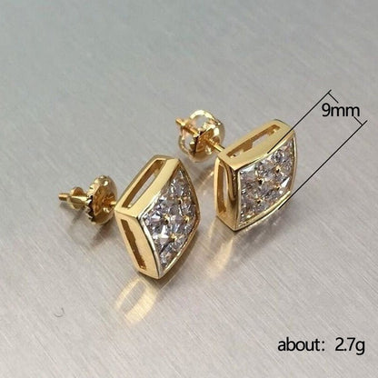 Simple Square Full Diamond Gold-plated Earrings Niche-Jewearrings