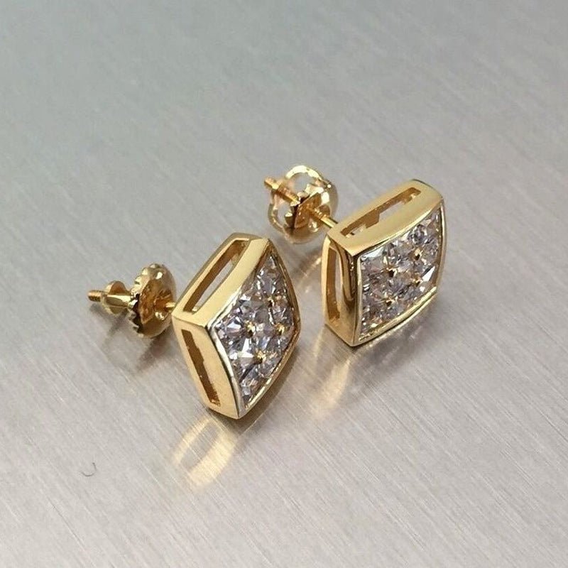 Simple Square Full Diamond Gold-plated Earrings Niche-Jewearrings