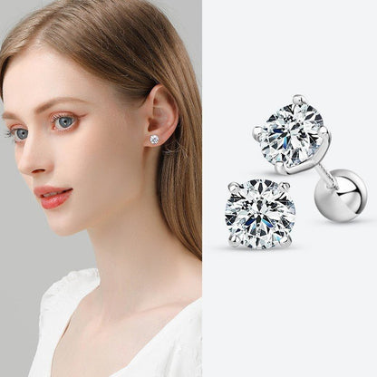 Simple Stylish Round Four-claw Diamond Stud Earrings-Jewearrings