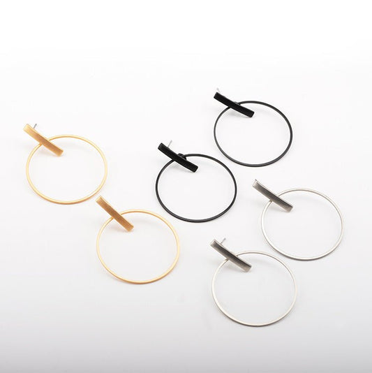 Simple Temperament Big Circle Female Earrings-Jewearrings