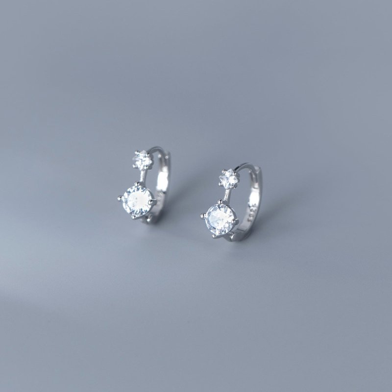 Simple Temperament Commuter Diamond Hoop Earrings-Jewearrings