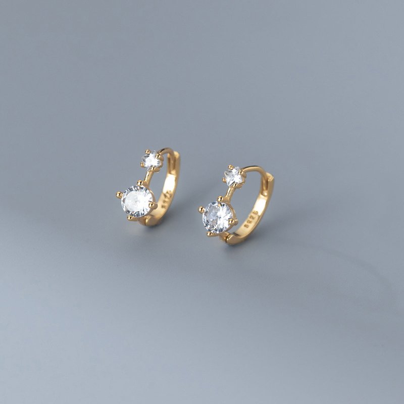 Simple Temperament Commuter Diamond Hoop Earrings-Jewearrings