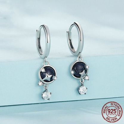 Simple Zircon Shining Blue San Eight-pointed Stars Stud Earrings SCE1534-Jewearrings