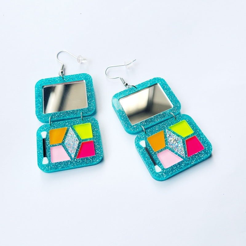 Simulation Acrylic Eyeshadow Plate Fashion Simple Makeup Plate Earrings-Jewearrings