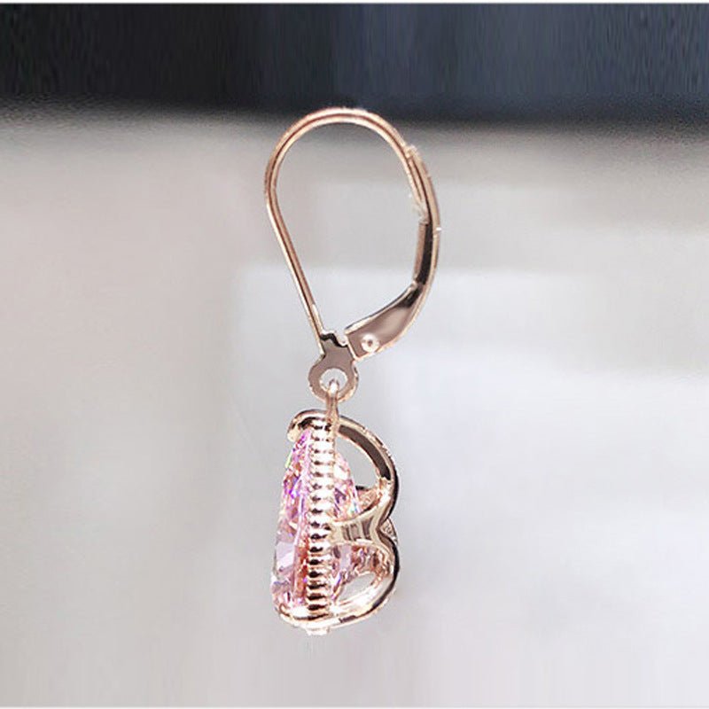 Simulation Water Drop Diamond FemaleStud Earrings Rose Gold Plated-Jewearrings