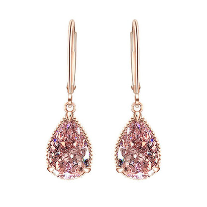 Simulation Water Drop Diamond FemaleStud Earrings Rose Gold Plated-Jewearrings