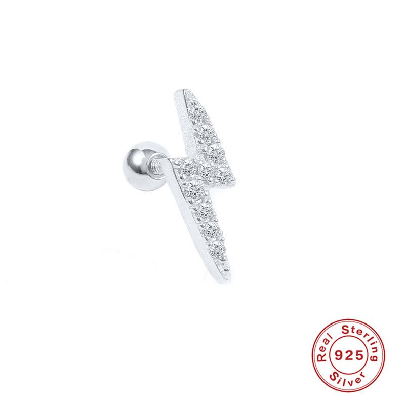 Single Lightning Diamond Thread Stud Earrings-Jewearrings