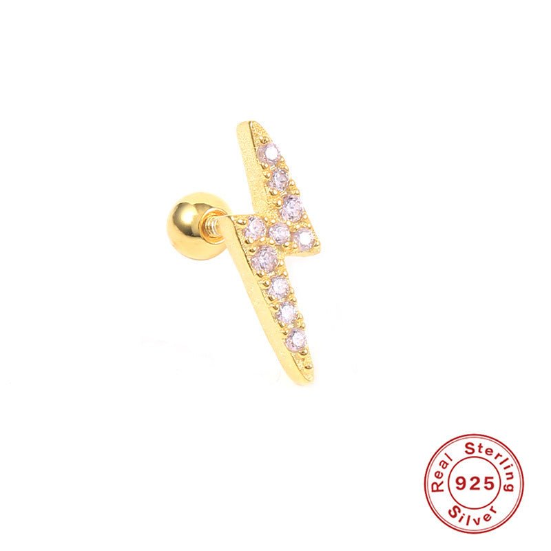 Single Lightning Diamond Thread Stud Earrings-Jewearrings