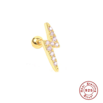 Single Lightning Diamond Thread Stud Earrings-Jewearrings