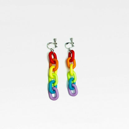 Six-color Rainbow Acrylic Chain Earrings Japanese Color Temperament-Jewearrings