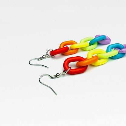 Six-color Rainbow Acrylic Chain Earrings Japanese Color Temperament-Jewearrings