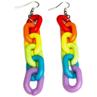 Six-color Rainbow Acrylic Chain Earrings Japanese Color Temperament-Jewearrings