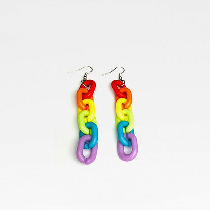 Six-color Rainbow Acrylic Chain Earrings Japanese Color Temperament-Jewearrings