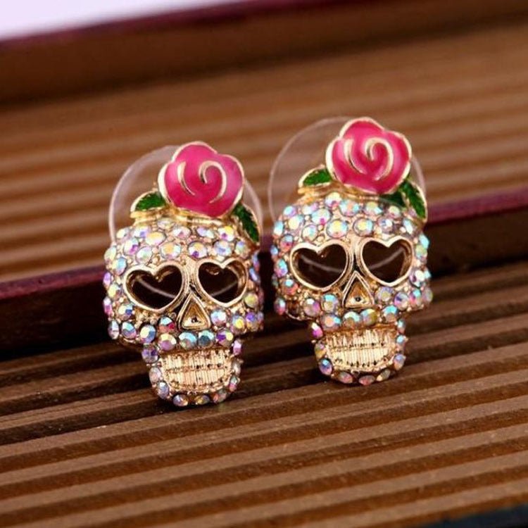 Skull Earrings All-match Rose Earrings-Jewearrings