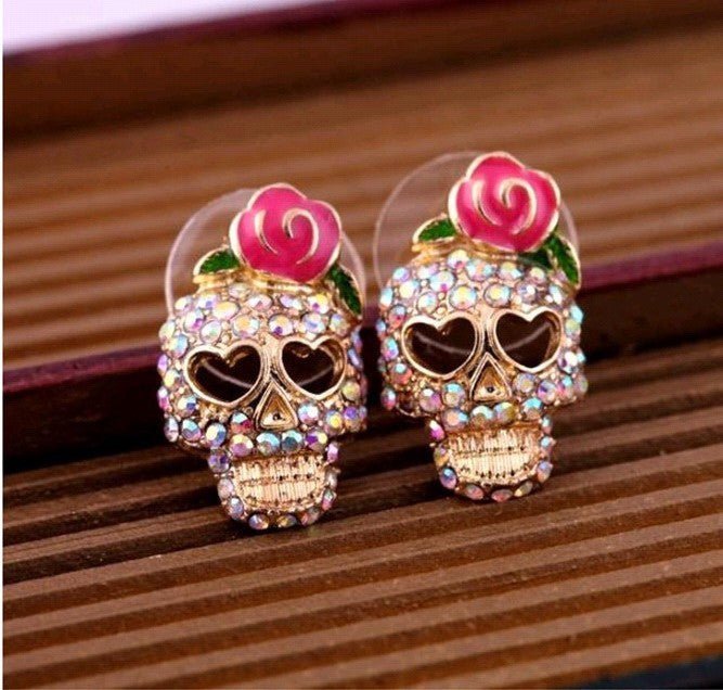 Skull Earrings All-match Rose Earrings-Jewearrings