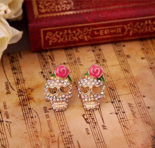 Skull Earrings All-match Rose Earrings-Jewearrings