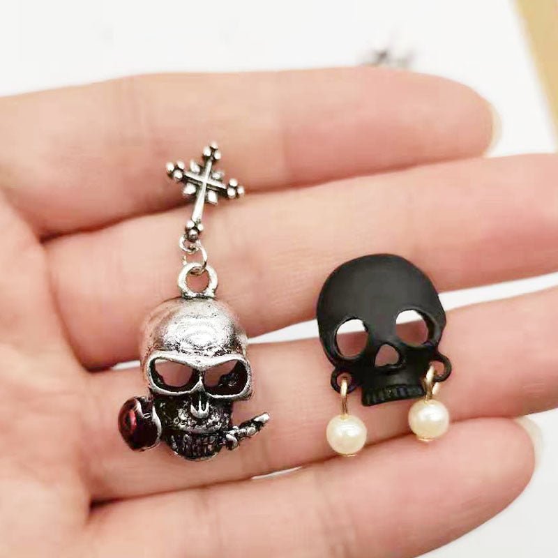 Skull Earrings Christmas Dark Stud Earrings-Jewearrings