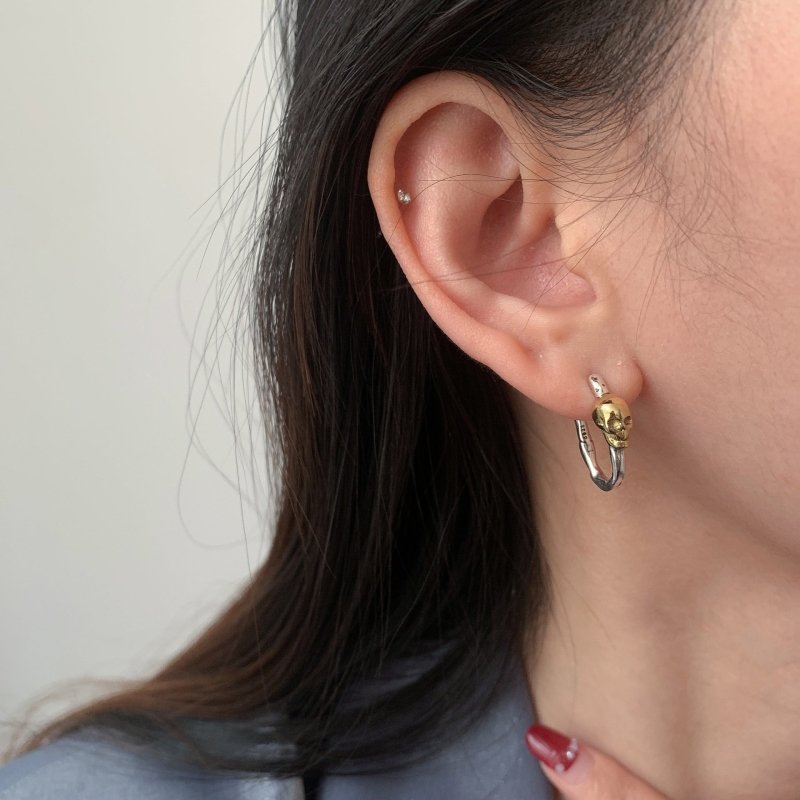 Skull Earrings Contrast Gold Vintage-Jewearrings