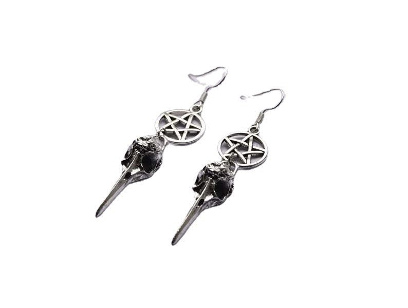 Skull Earrings Crow Skeleton Stars-Jewearrings