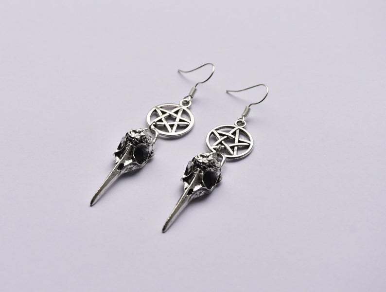 Skull Earrings Crow Skeleton Stars-Jewearrings