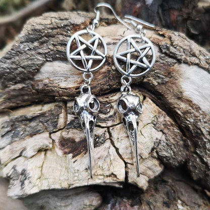 Skull Earrings Crow Skeleton Stars-Jewearrings