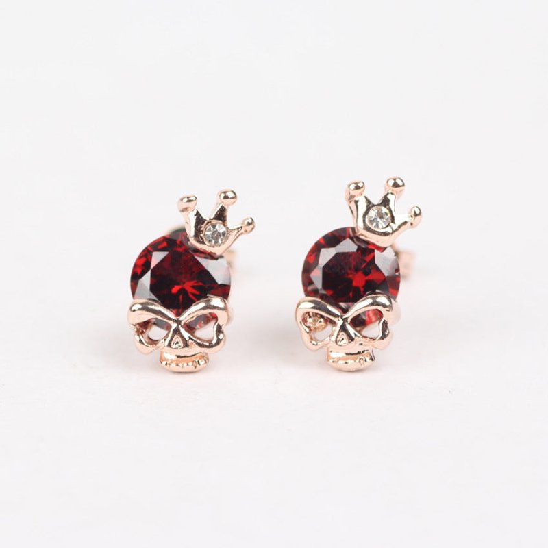 Skull Earrings Crown Stud Earrings-Jewearrings