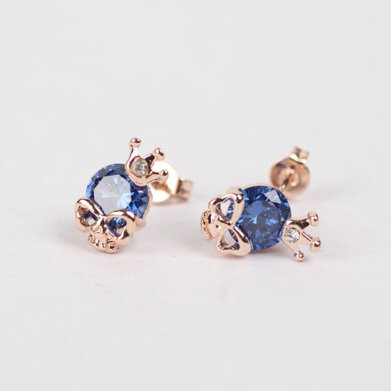 Skull Earrings Crown Stud Earrings-Jewearrings