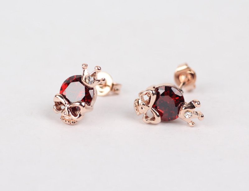 Skull Earrings Crown Stud Earrings-Jewearrings