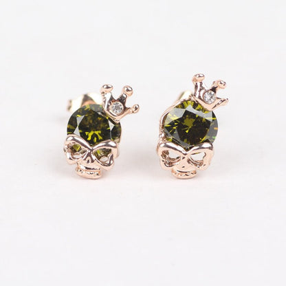 Skull Earrings Crown Stud Earrings-Jewearrings