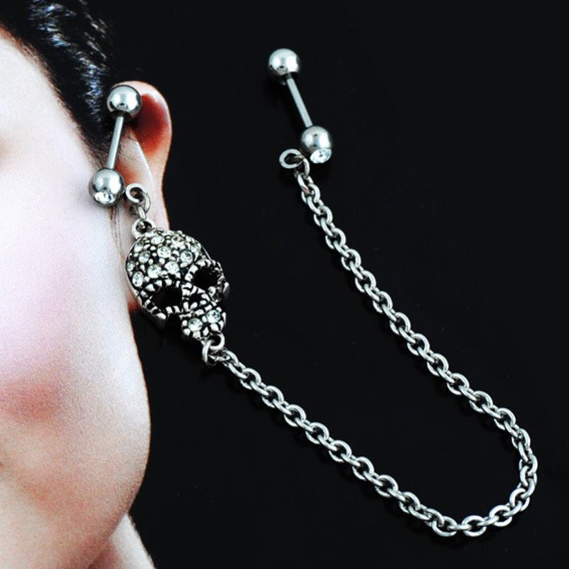 Skull Earrings Crystal Diamonds-Jewearrings