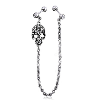 Skull Earrings Crystal Diamonds-Jewearrings