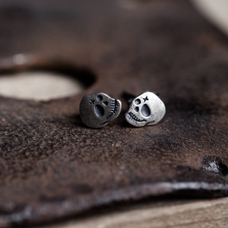 Skull Earrings Dark Night Silver 925 Earrings-Jewearrings