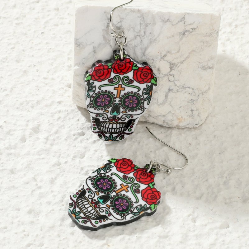 Skull Earrings Exaggerated Spider Halloween Gift-Jewearrings