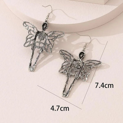 Skull Earrings Exaggerated Wings Retro Dark-Jewearrings