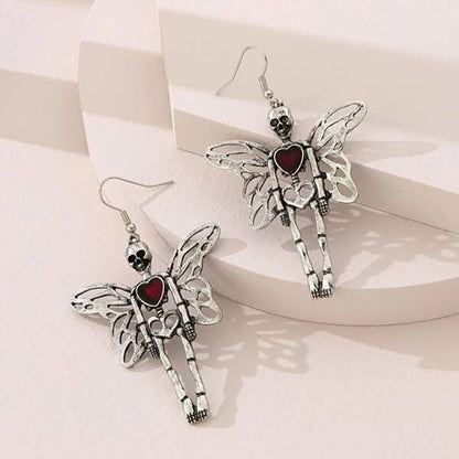 Skull Earrings Exaggerated Wings Retro Dark-Jewearrings